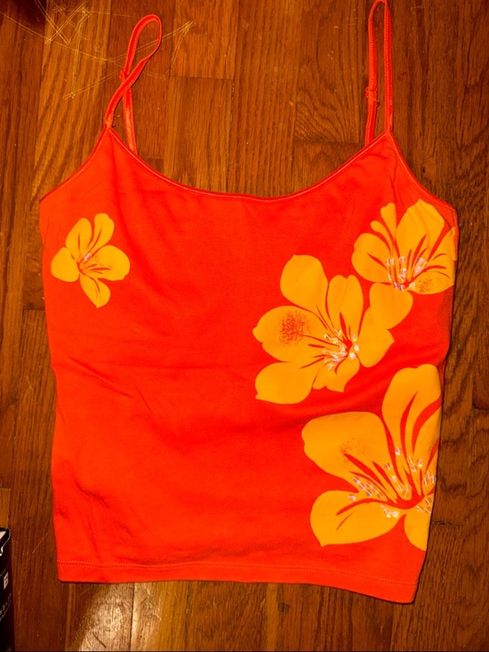Tops - Women’s Orange Floral Cami Tank Top 90s limited too Y2K 2000s